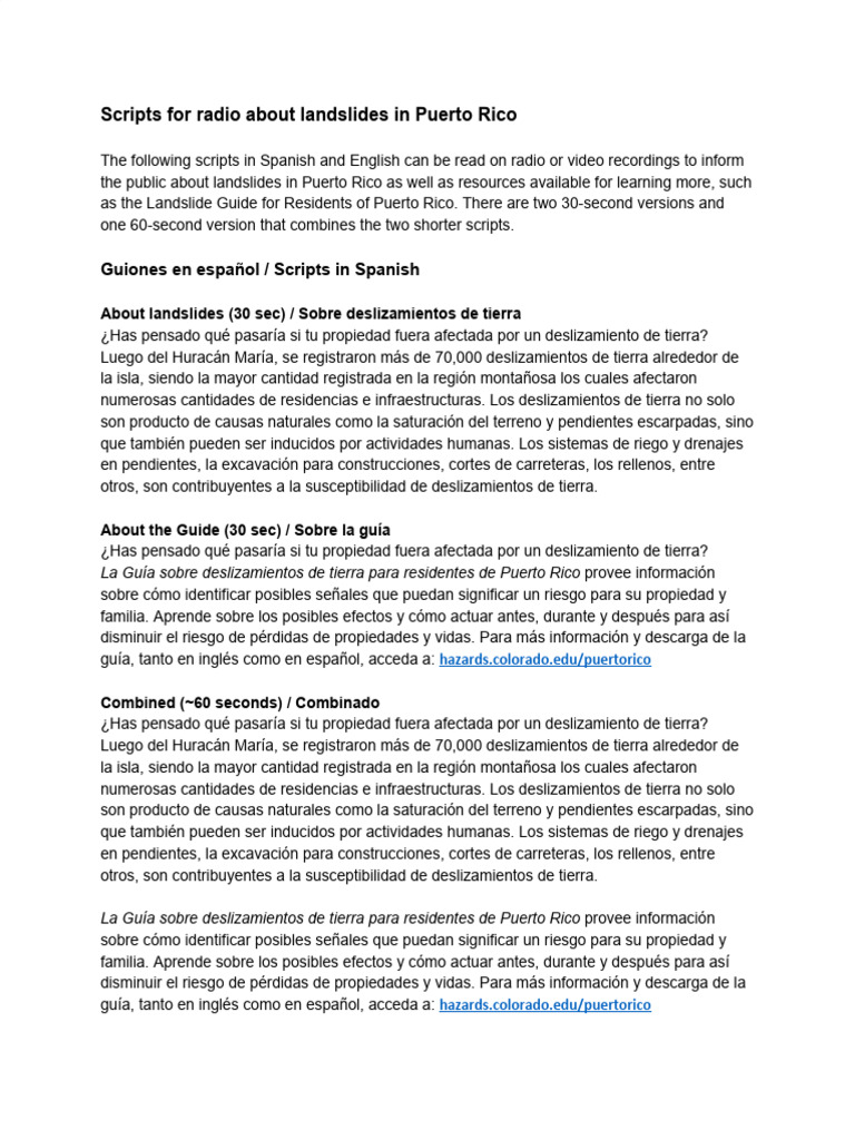 Radio Scripts Eng Esp | PDF