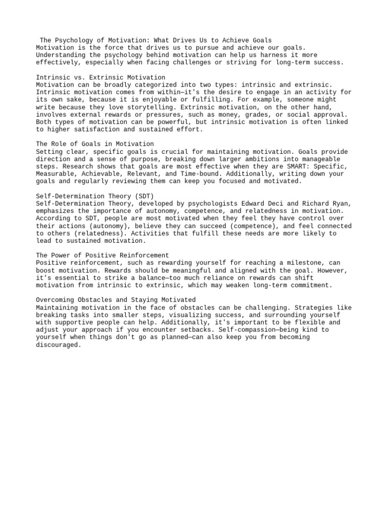 The Psychology of Motivation What D | PDF