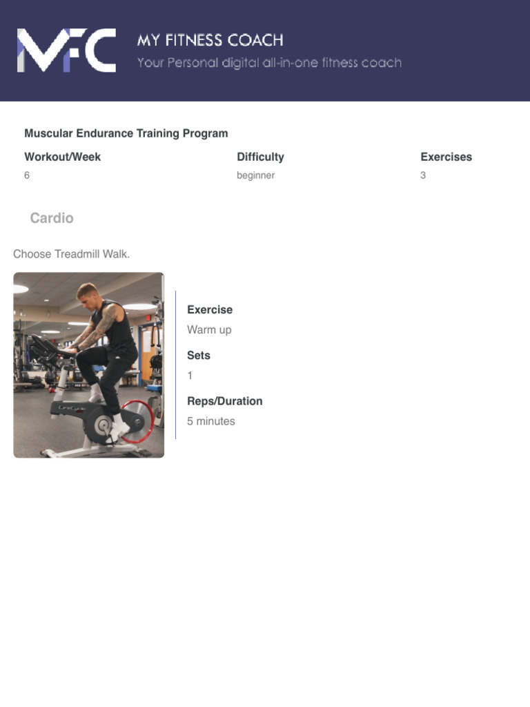 Beginner Muscular Endurance Workout Plan | PDF