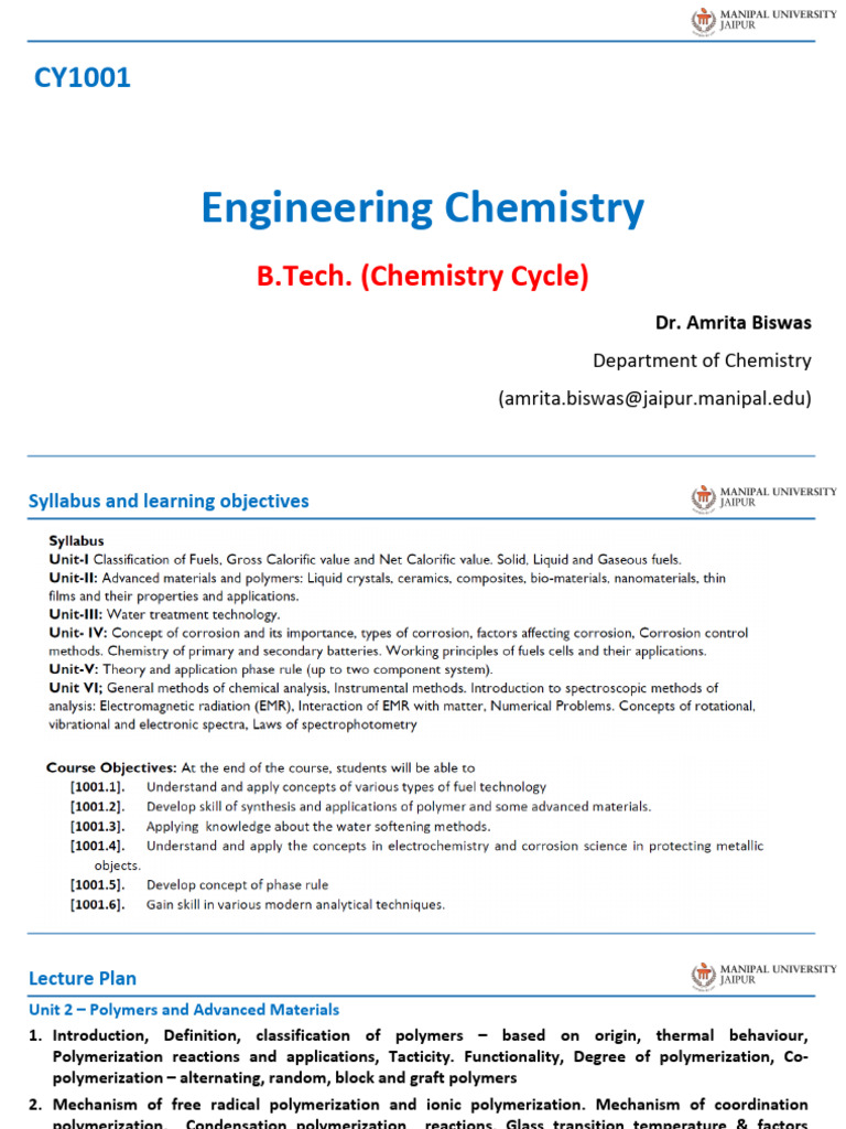 (CY1001) Lec 2b Advanced Materials | PDF