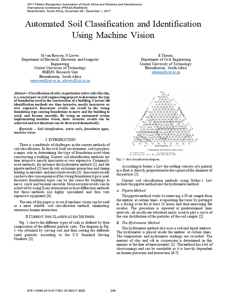 Automated Soil Classification and Identification Using Machine Vision | PDF