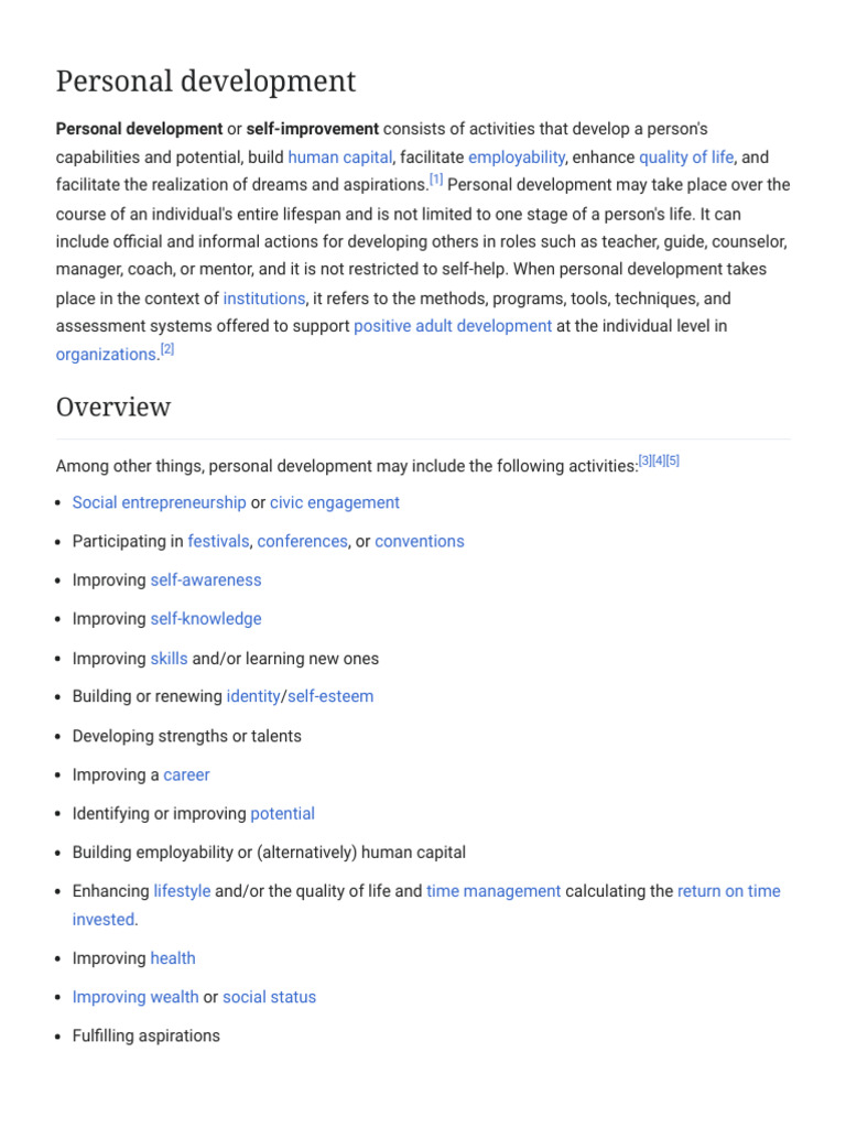 Personal Development - Wikipedia | PDF
