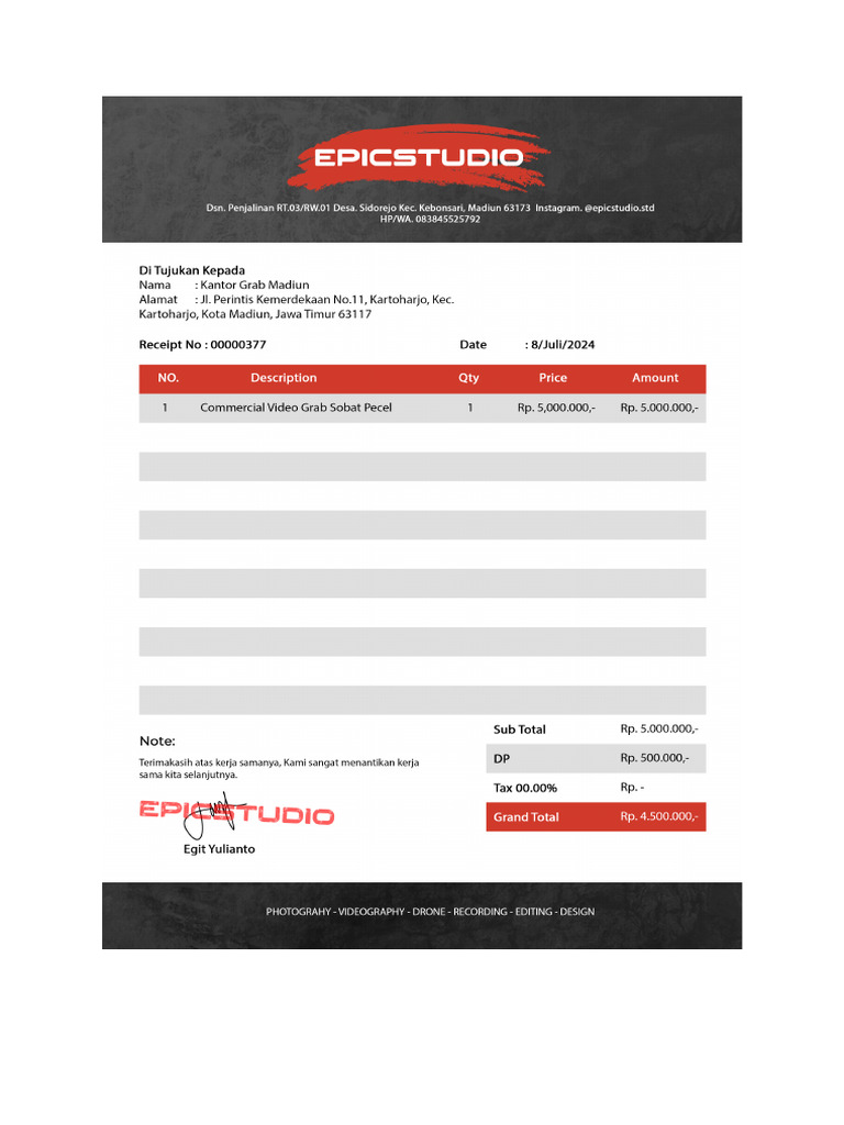 Invoice Grab Madiun | PDF