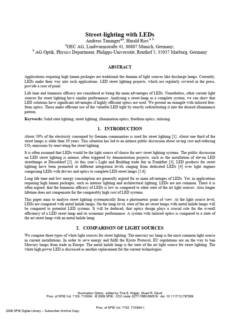 Street-Lighting With LEDs | PDF