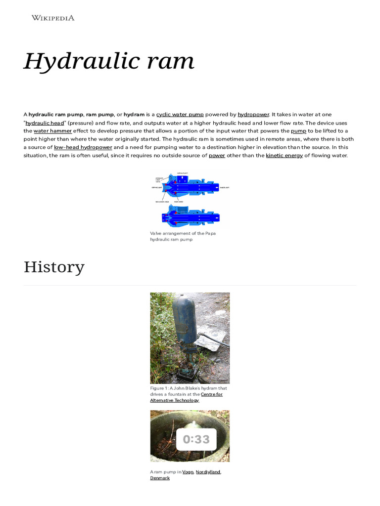Hydraulic Ram Pump - Wikipedia | PDF | Gas Technologies | Gases