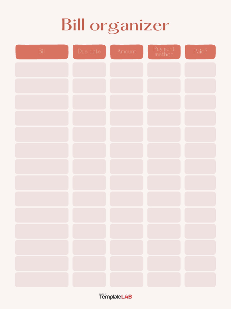 Bill Organizer Template | PDF