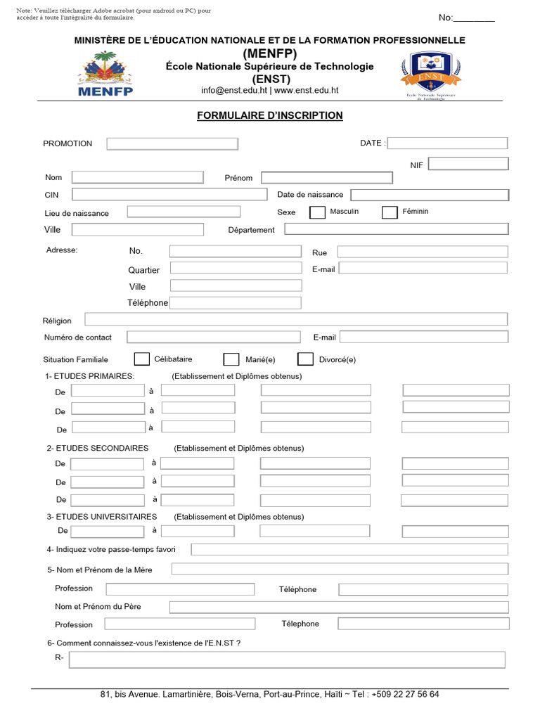 Formulaire Inscription | PDF