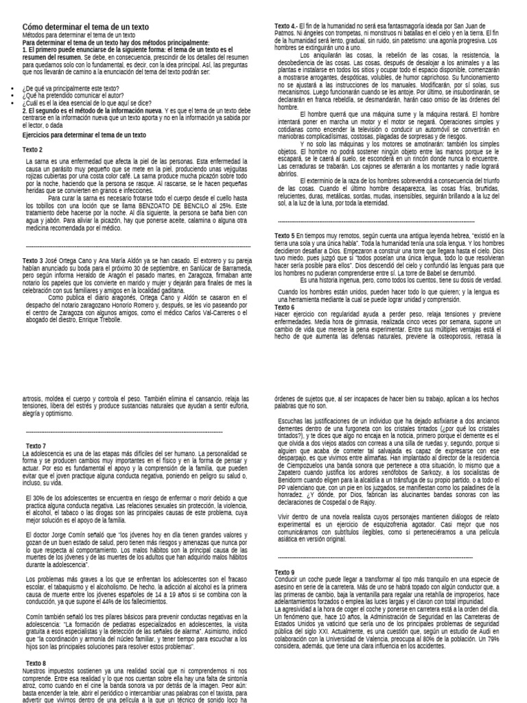 Como Determinar El Tema de Un Texto | PDF
