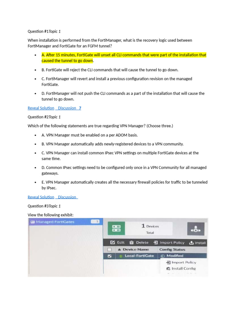 FCP - FortiManager 7.4 Administrator Self-Paced - Question Testing | PDF