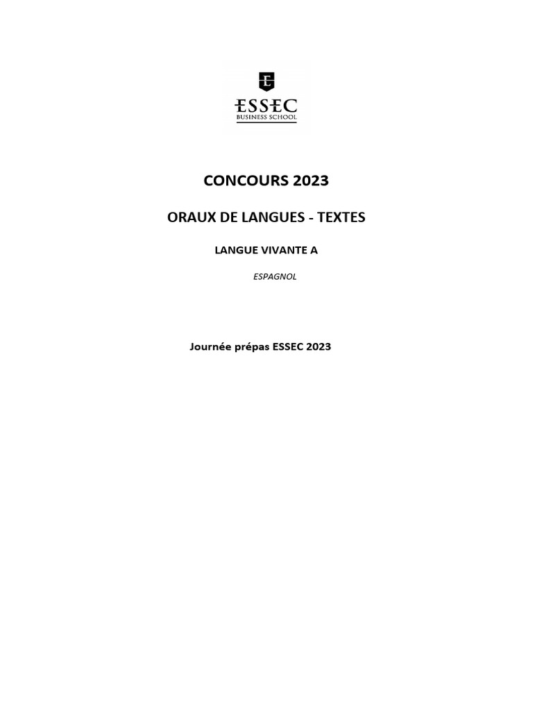 Concours GE 2023 Textes Espagnol Portugais LVA LVB | PDF | Nicaragua ...