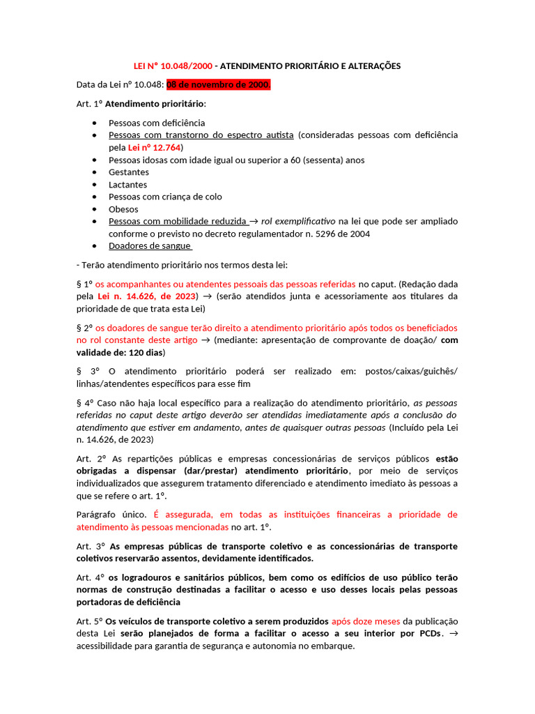 Lei #10.048-2000 - Atendimento Prioritário | PDF