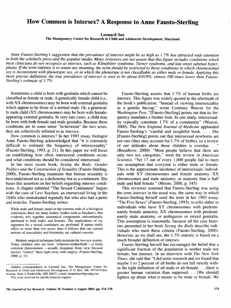 How Common Is Intersex | PDF