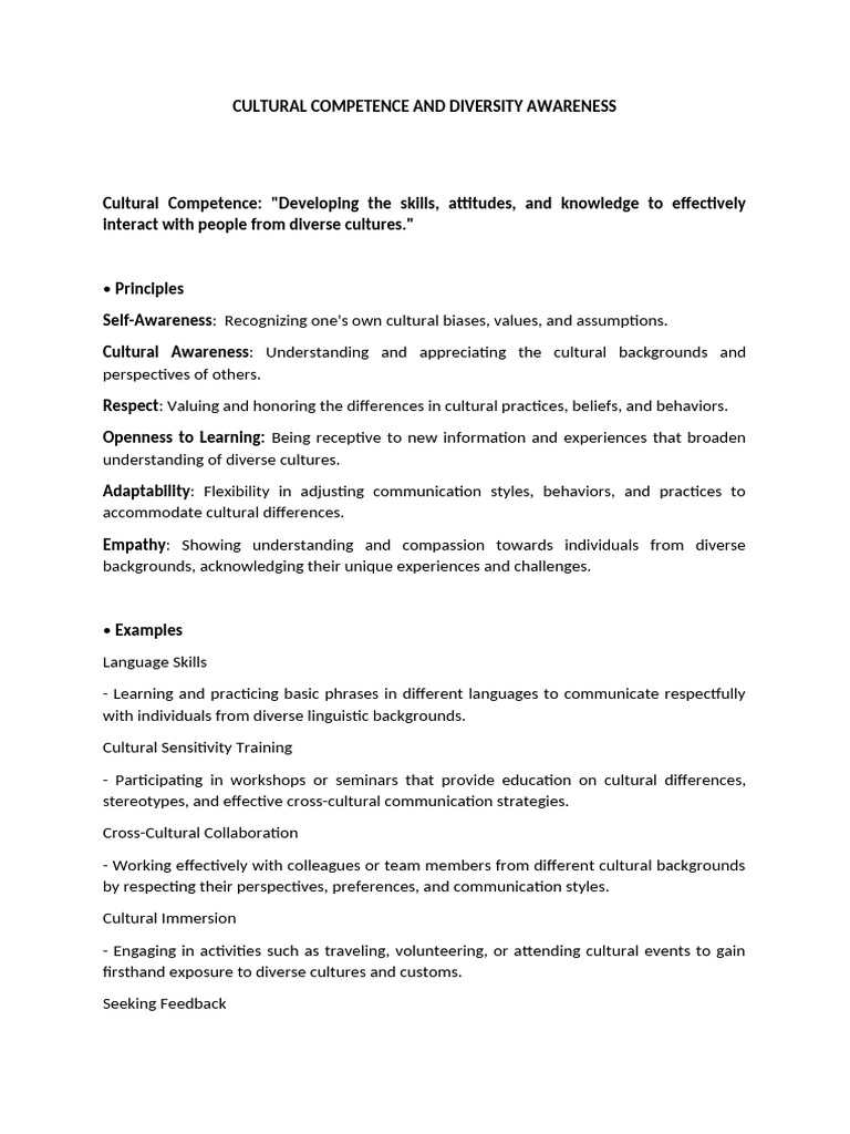Cultural Competence | PDF