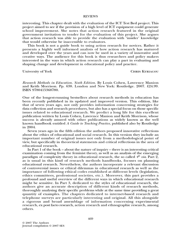 Research Methods in Education Sixth Edit | PDF