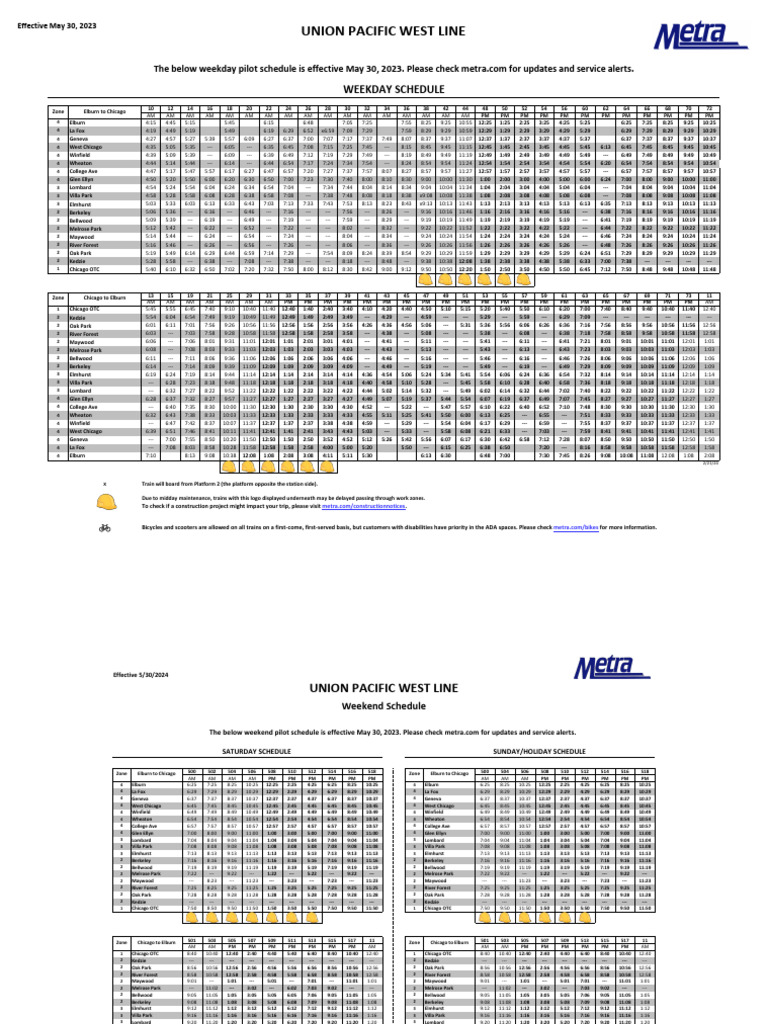 Union Pacific West Line Weekday Schedule PDF
