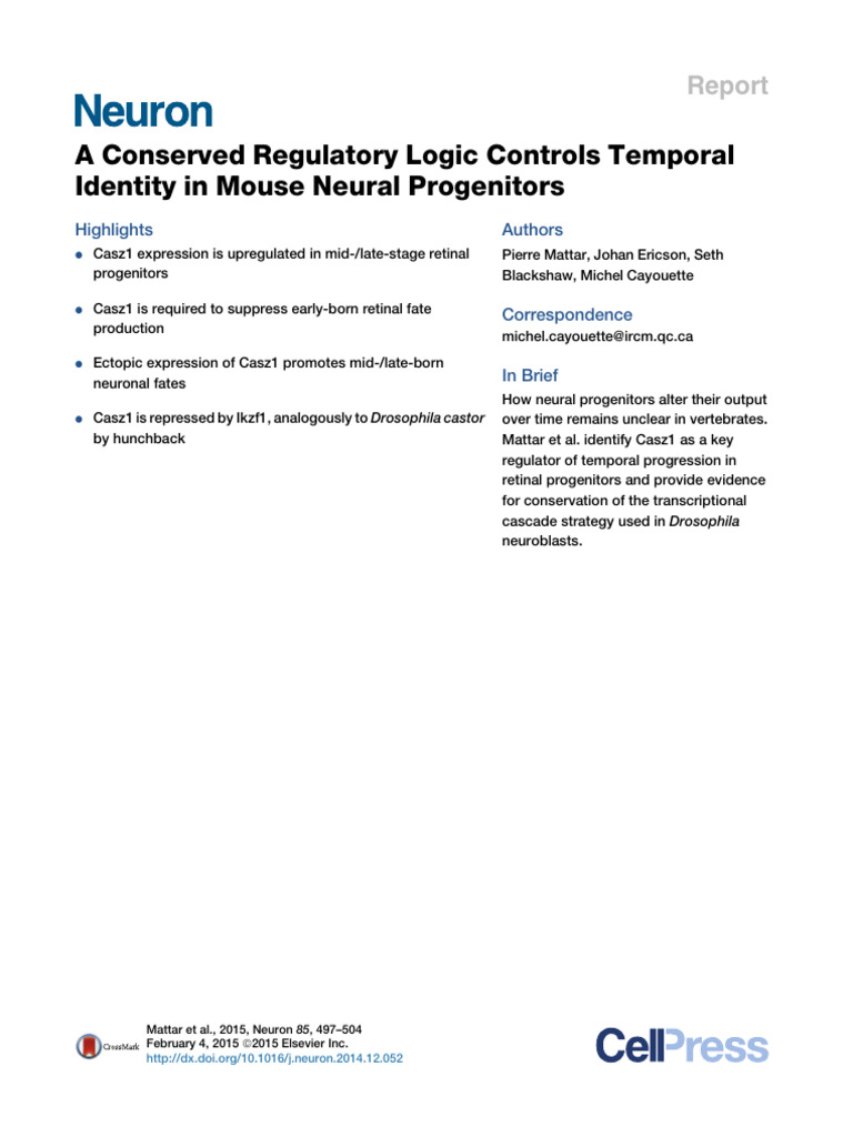 A Conserved Regulatory Logic Controls Temporal Ide | PDF
