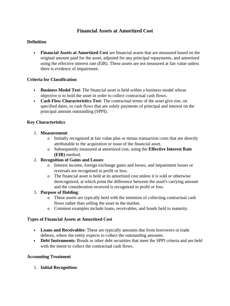 Understanding Amortized Cost Assets | PDF | Historical Cost | Debt