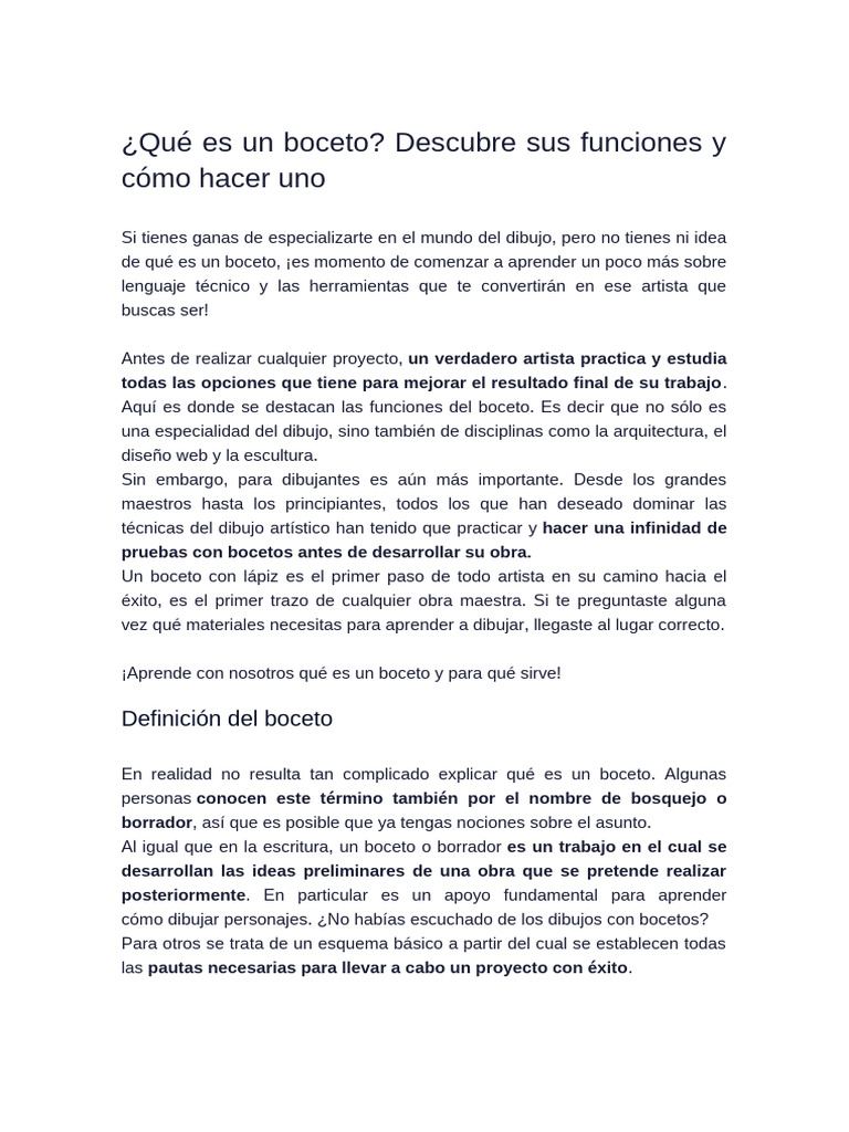 Que Es Un Boceto Pdf Dibujo