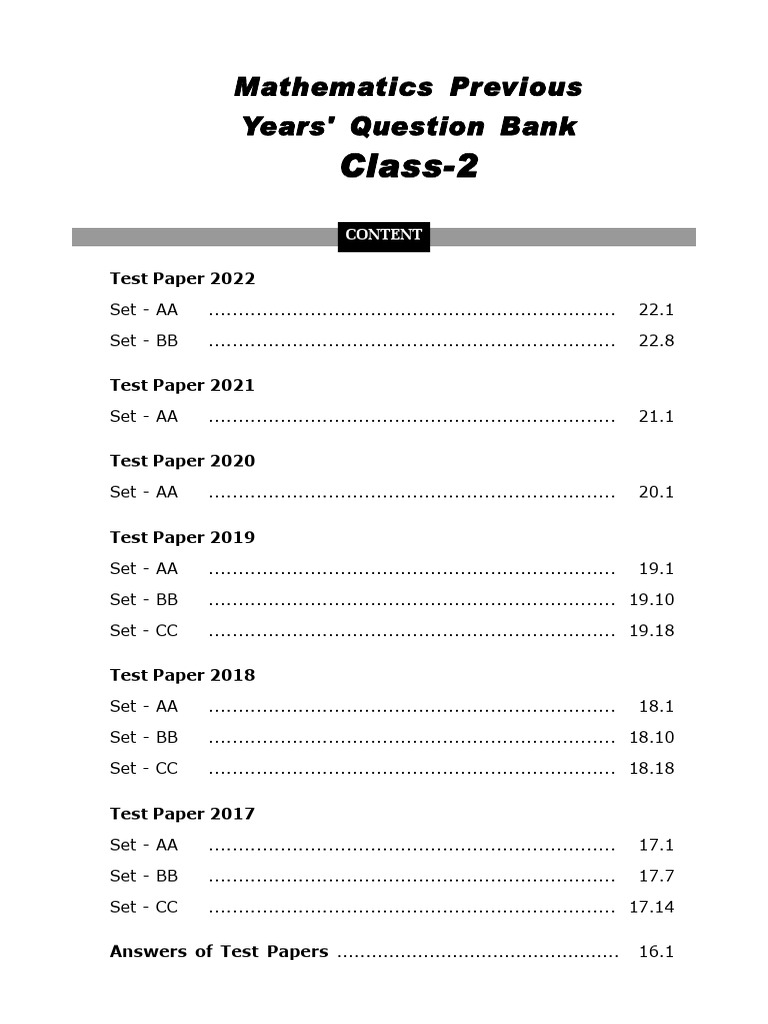 Silverzone Maths Olympiad Syllabus
