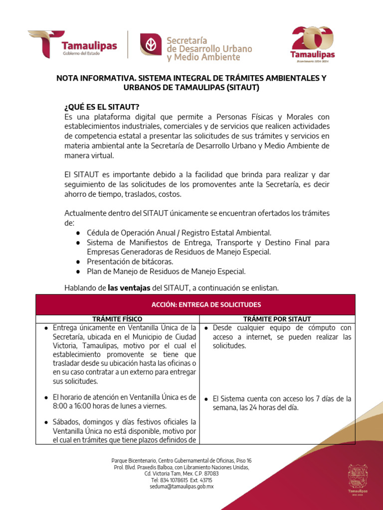 Nota Informativa Sitaut | PDF