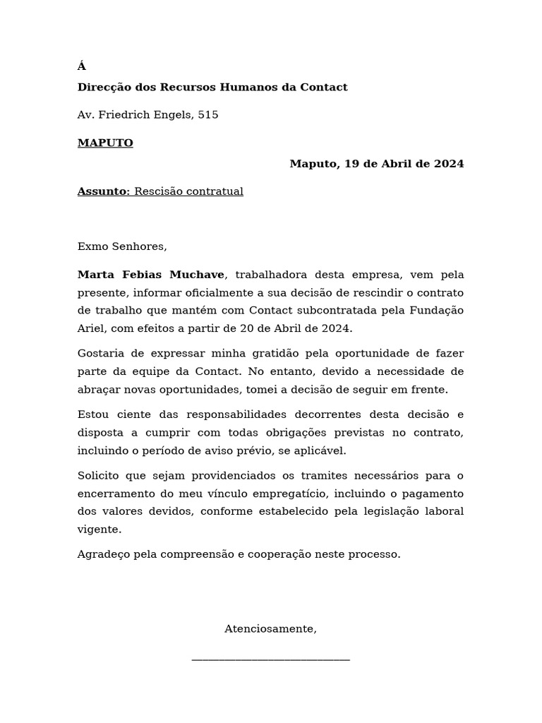 Carta de Rescisao | PDF