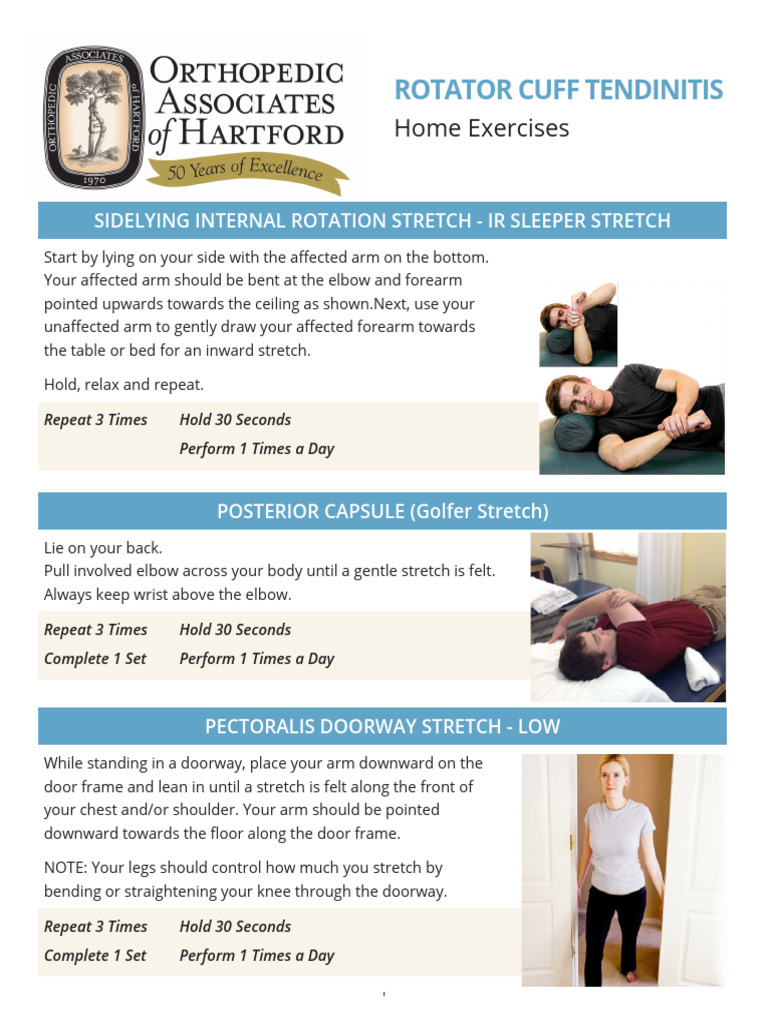 Oah Rotator Cuff Tendinitis Exercises | PDF