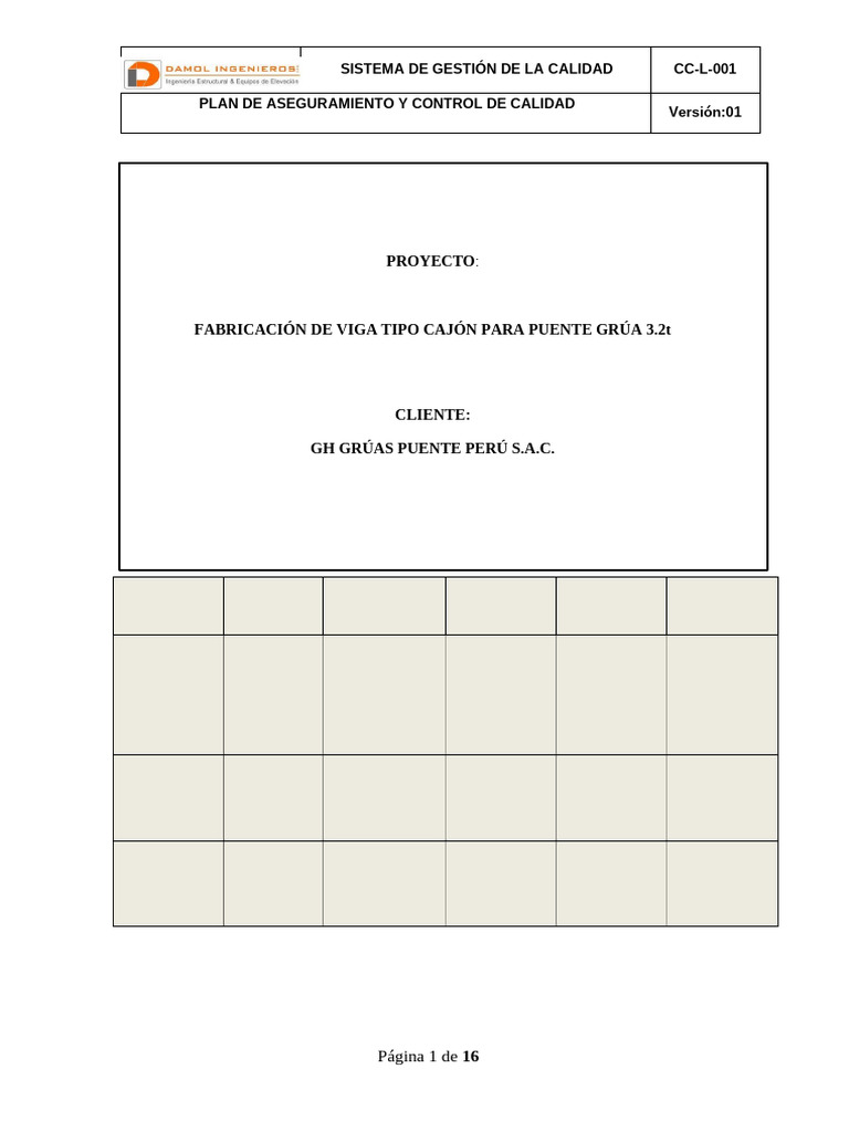 Plan de Aseguramiento y Control de La Calidad | PDF