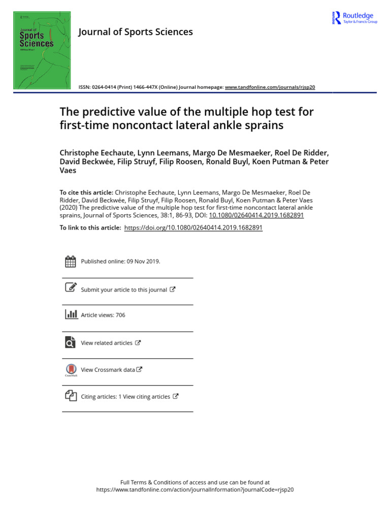 The Predictive Value of The Multiple Hop Test For First-Time Noncontact ...