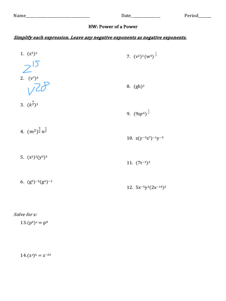 Hw power of a power pdf