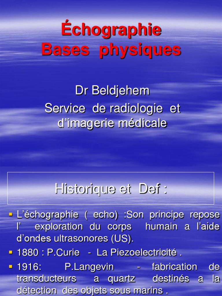 Bases Phyiques de L' Échographie, PDF, Échographie