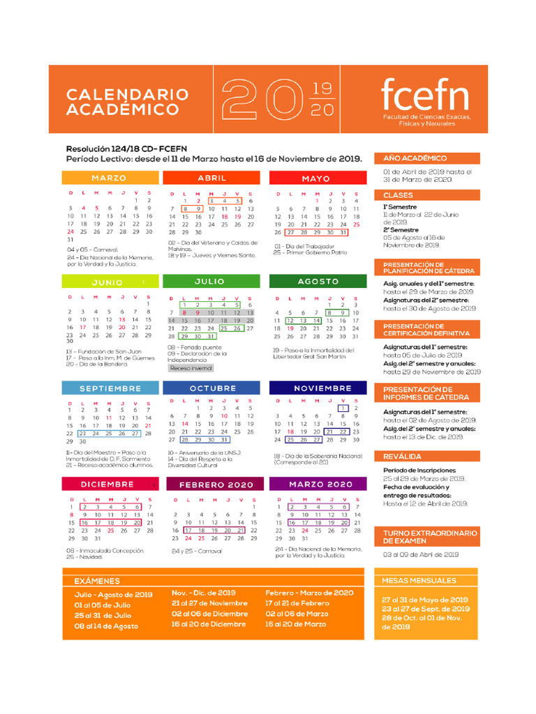 CALENDARIO-19-20 Exactas UNSJ | PDF