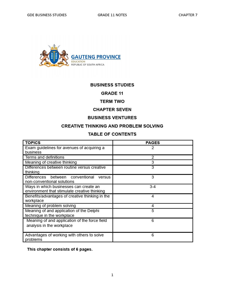 1713255465883-Bstd Grade 11 Week 1 Creative Thinking and Problem ...