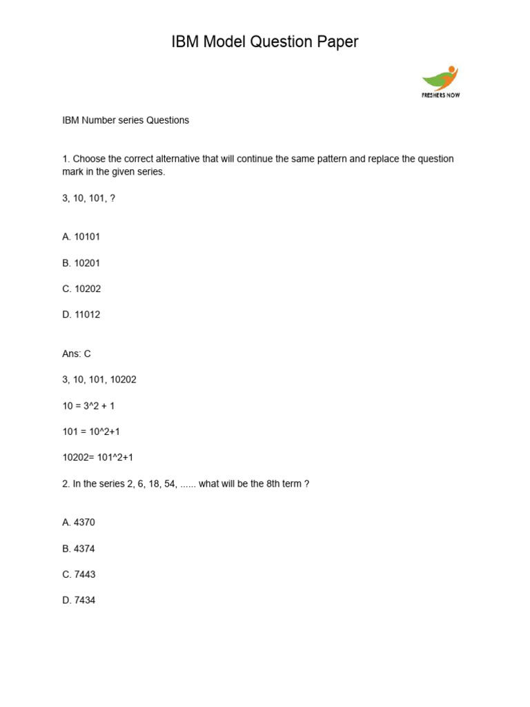IBM Model Question Paper Overview | PDF | Applied Mathematics ...