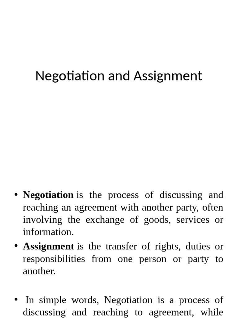 2 Negotiation and Assignment | PDF