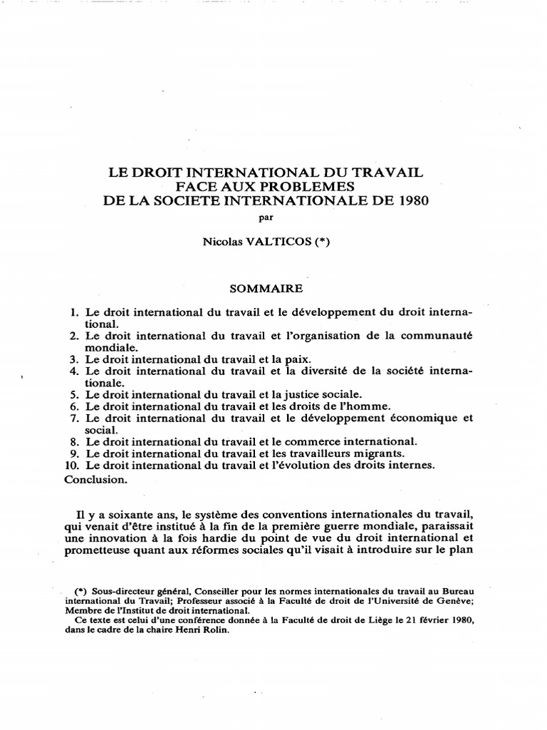 RBDI 1980.1 - Pp. 5 A 19 - Nicolas Valticos | PDF