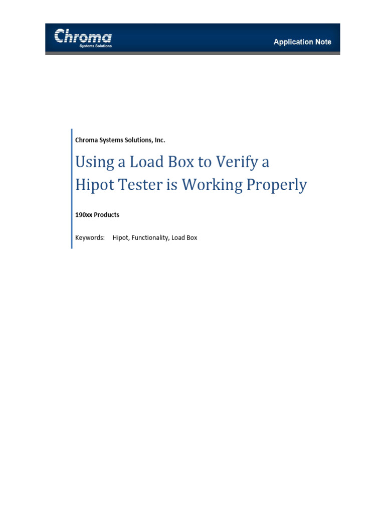 AN-Safety-Using A Load Box To Verify A Tester Is Working-032014 | PDF
