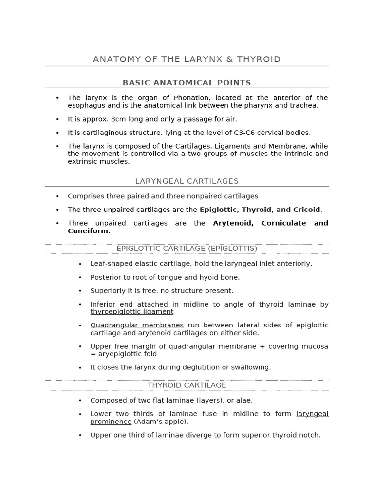 Anatomy of Larynx | PDF