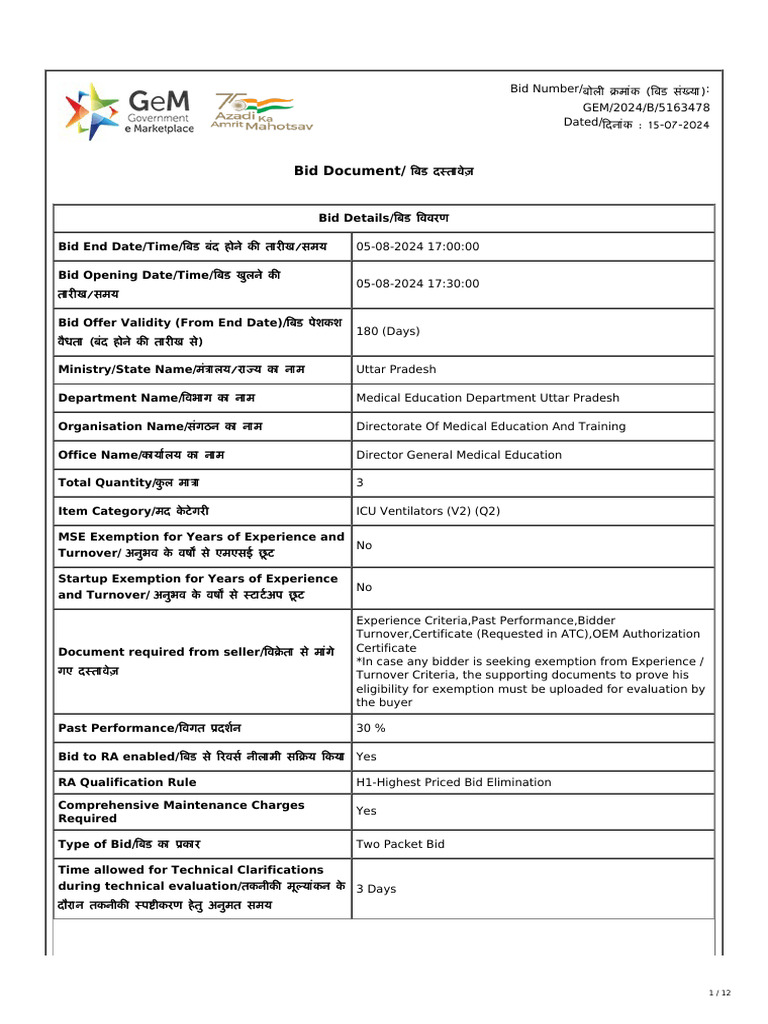 GeM Bidding 6643753 | PDF