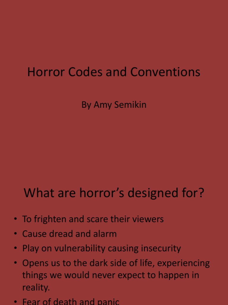 Horror Film Codes and Conventions | PDF | Art | General Fiction