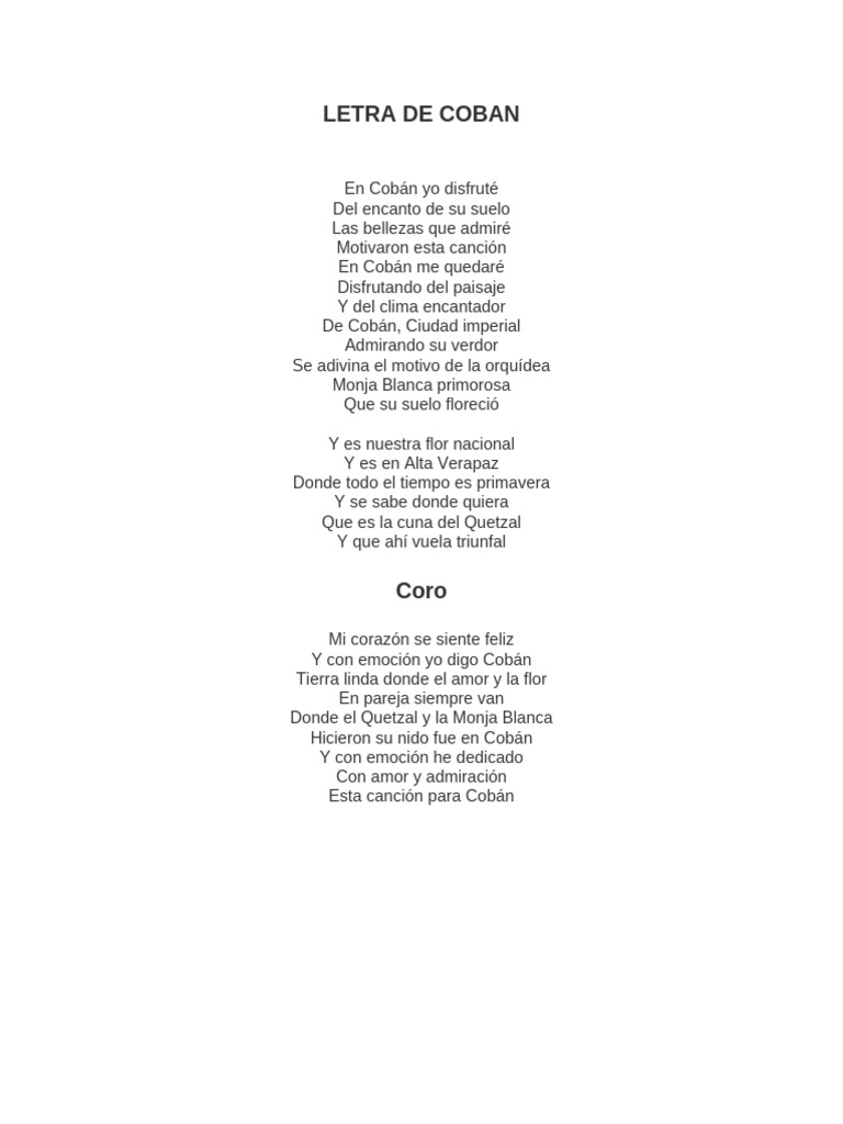 Letra de Coban | PDF