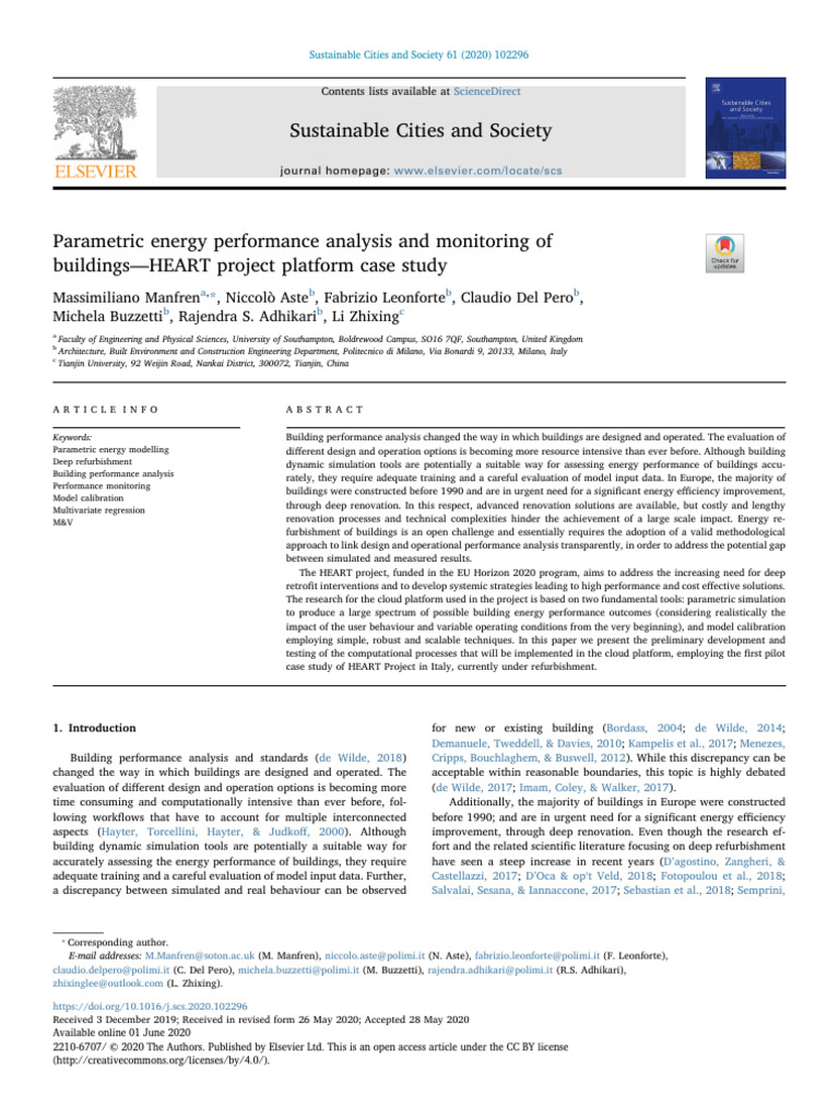 Parametric Energy Performance Analysis and Monitoring of Buildings ...