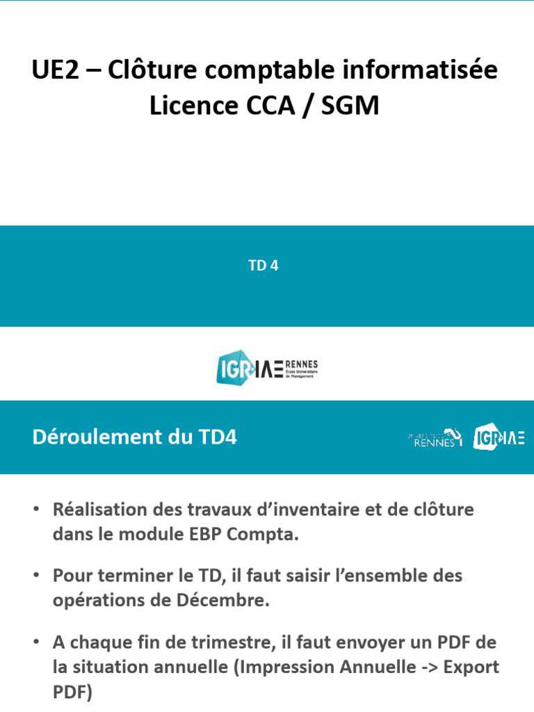 Clôture Comptable Td4 Pdf