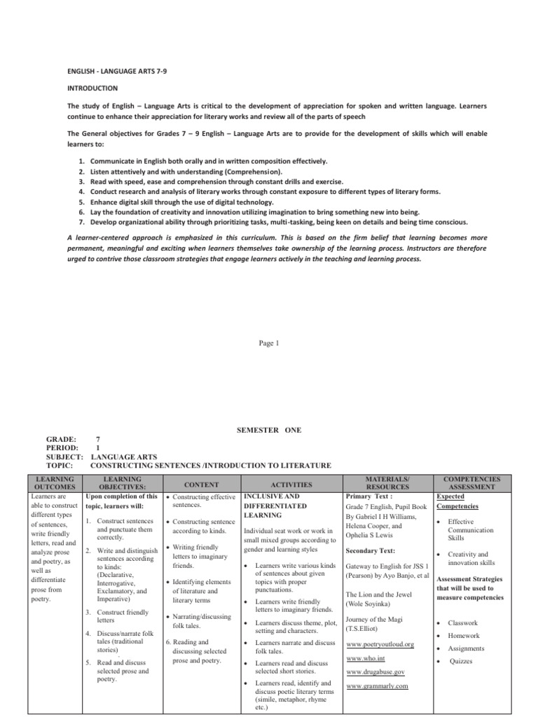 English 7-9 | PDF | English Studies | Foreign Language Studies