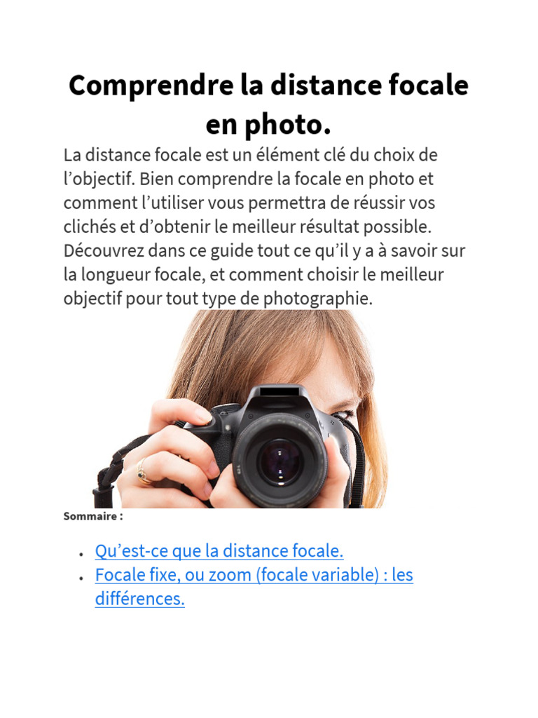 Comprendre La Distance Focale en Photo | PDF