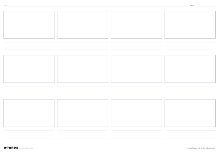 Blank Storyboard Template A3 12 Panel Horizontal Pdf