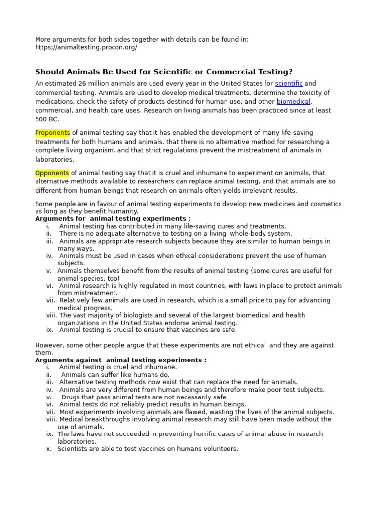 Animal Testing Experiments | PDF