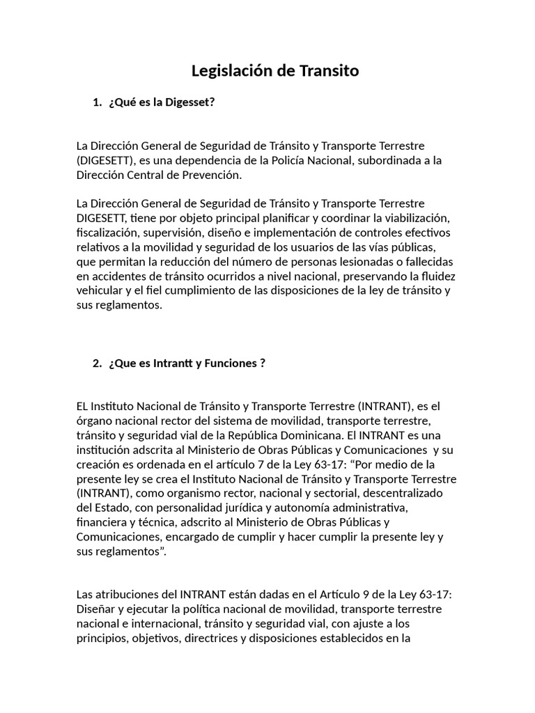 Legislación De Tránsito Pdf