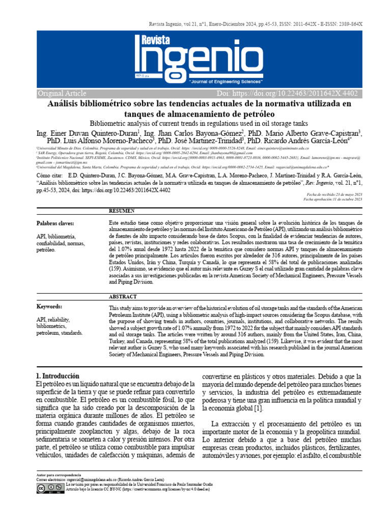 Normativa en Tanques de Petróleo | PDF | Petróleo | Ciencia y matemáticas