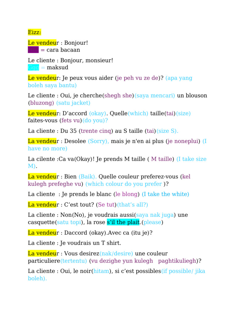 Script Magasin Au Vetement | PDF