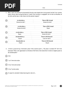 AP Physics 1 01KinematicsMCQ Quiz1